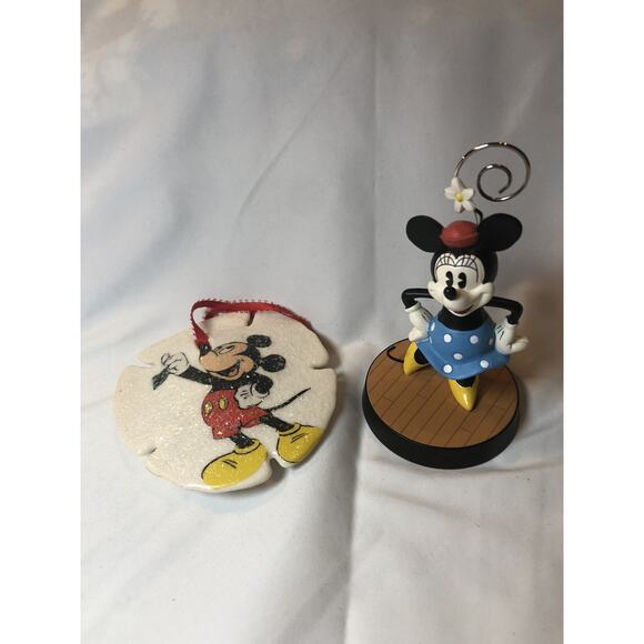 Disney Mickey Mouse Large Sand Dollar And Minnie Mouse Photo Holder Resin Wire - Picture 1 of 5